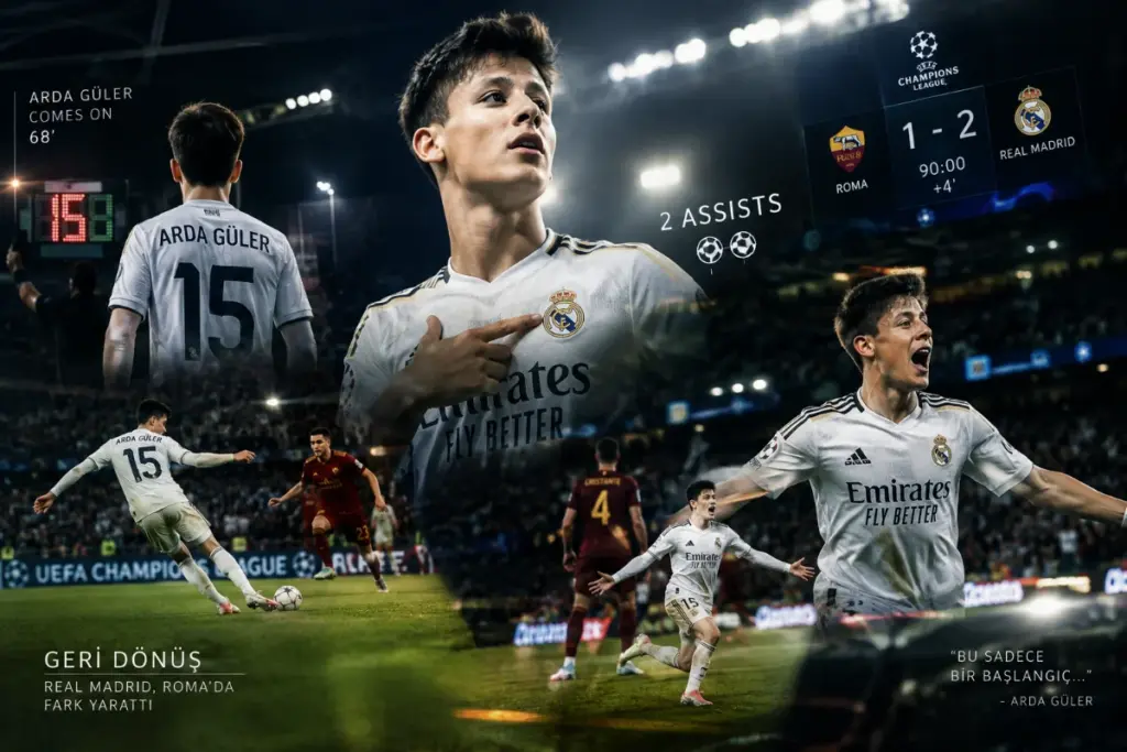 Arda Güler Roma’da Sihrini Konuşturdu: 5 Dakikada Gelen Zafer